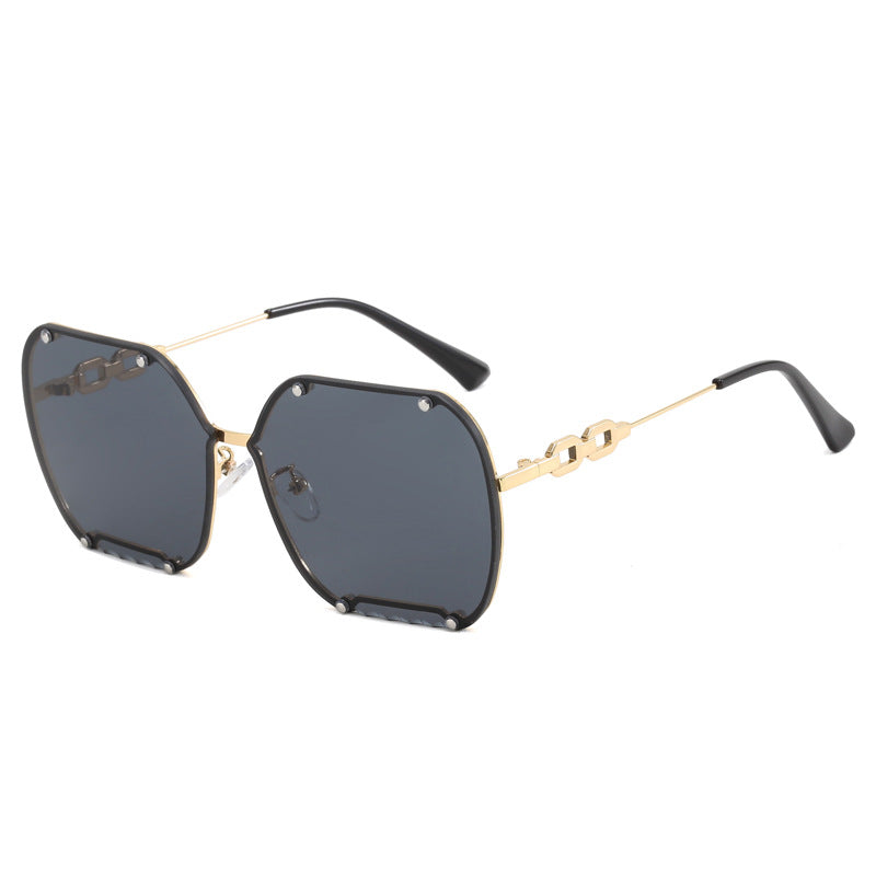Dame elegant sekskantet designer-solbrille med luksuriøse aksenter Luvikno