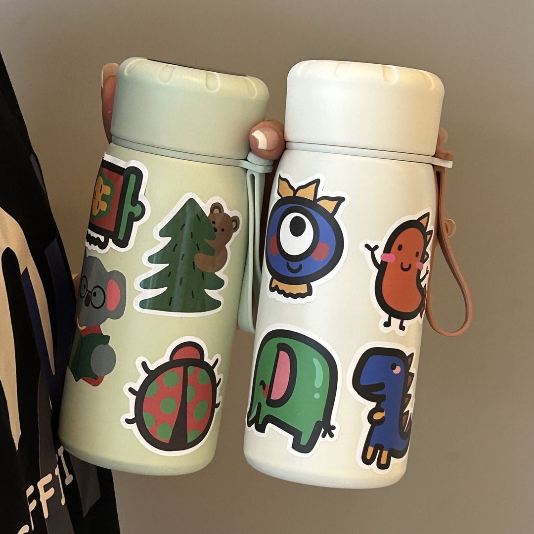 Damen stilvolle Wasserflasche mit witzigen Aufklebermotiven Luvikno