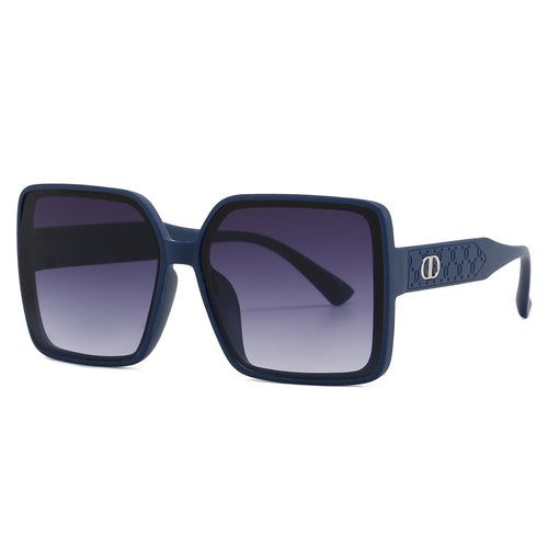 Damer moterik firkantet solbrille med gjennomsiktig design Luvikno