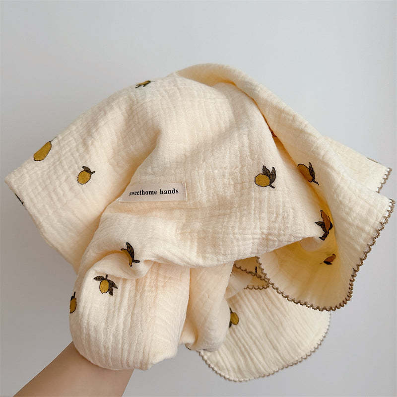 Unisex Cozy Muslin Teppet med Delikat Blomster Mønster Luvikno