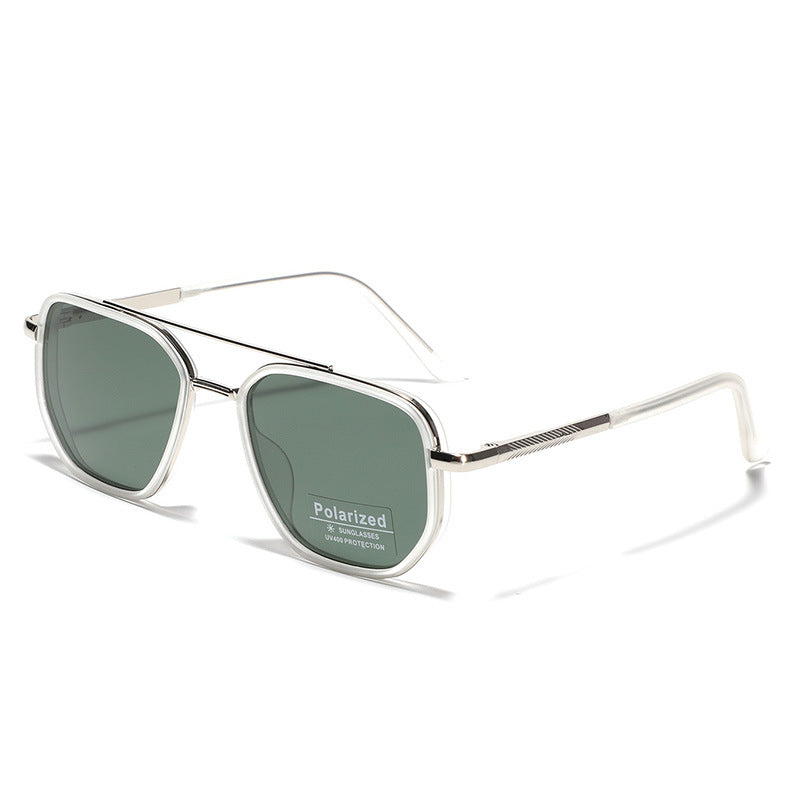 Dame kvadratisk solbrille med polarisert glass og elegant metallramme Luvikno