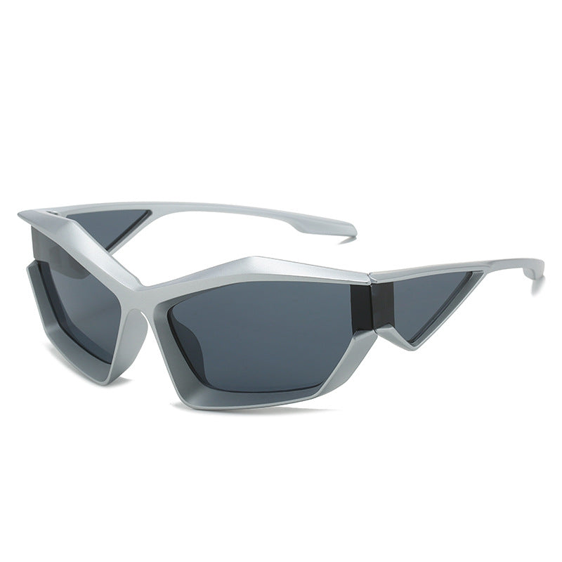 Dame sporty performance solbriller med moderne geometrisk ramme Luvikno
