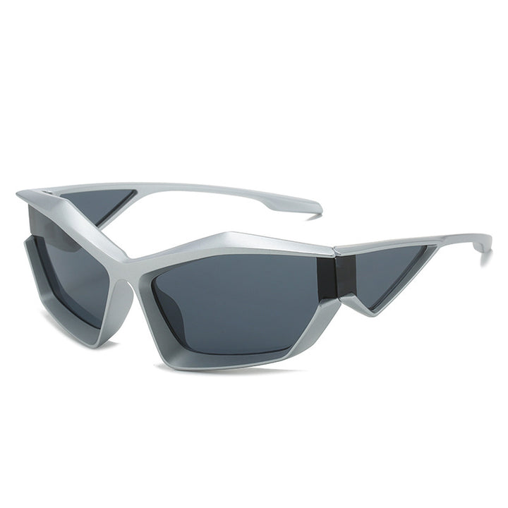 Dame sporty performance solbriller med moderne geometrisk ramme Luvikno