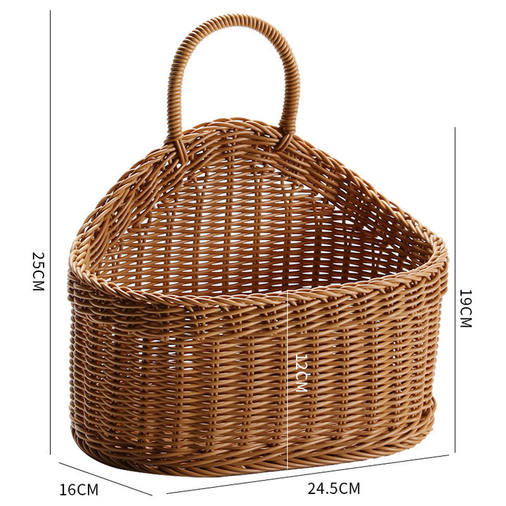 Dame Håndlaget Rattan Oppbevaringskurv med Håndtak Luvikno