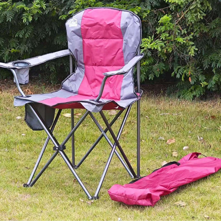 Kvinnens komfortable campingstol med koppholder Luvikno
