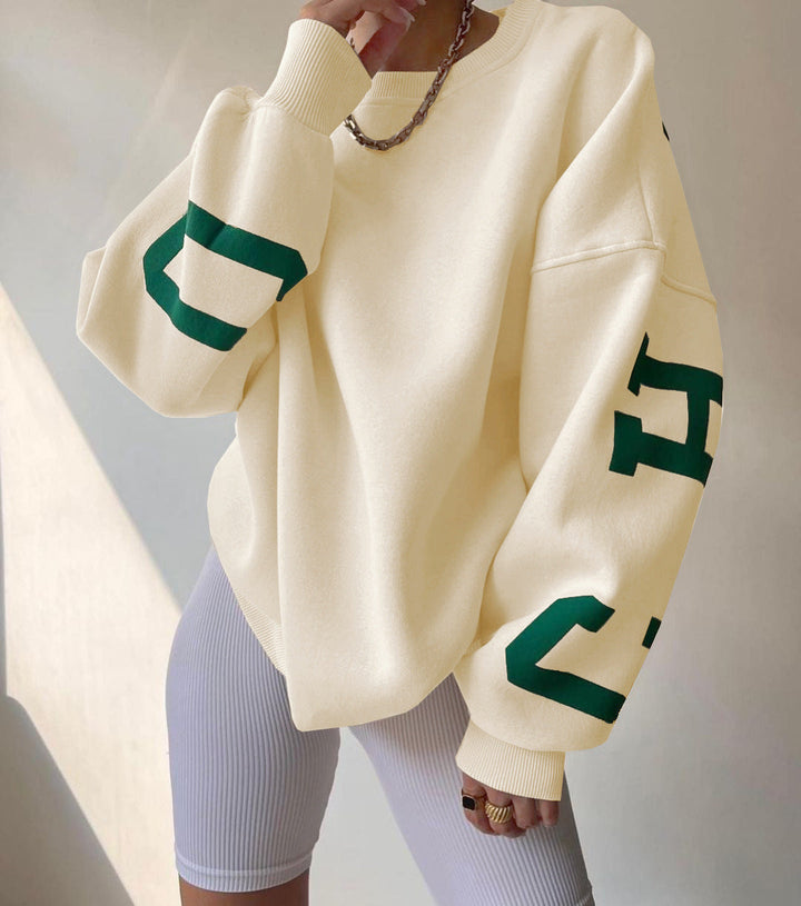 Dame avslappet oversized genser med kontrasterende ermer Luvik