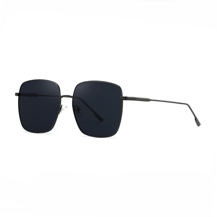 Dame solbrille med moderne firkantet rustfritt stålramme og polarisert glass Luvikno