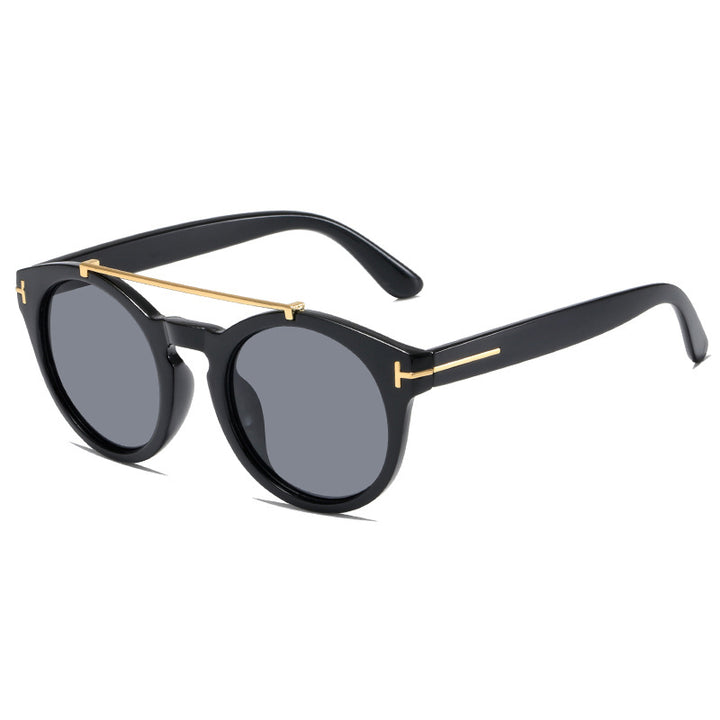 Dame fashionable solbriller med elegante runde glass Luvikno