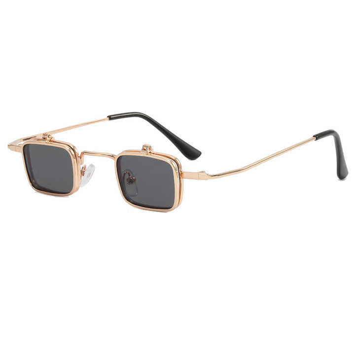 Dame designer solbrille med kvadratisk metallramme Luvikno