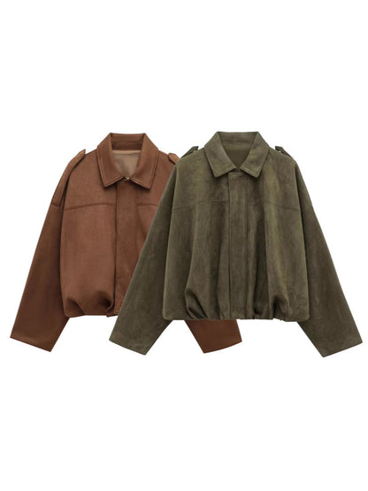 Naisten Ylisuuri Nahkainen Utility Takki Luvik