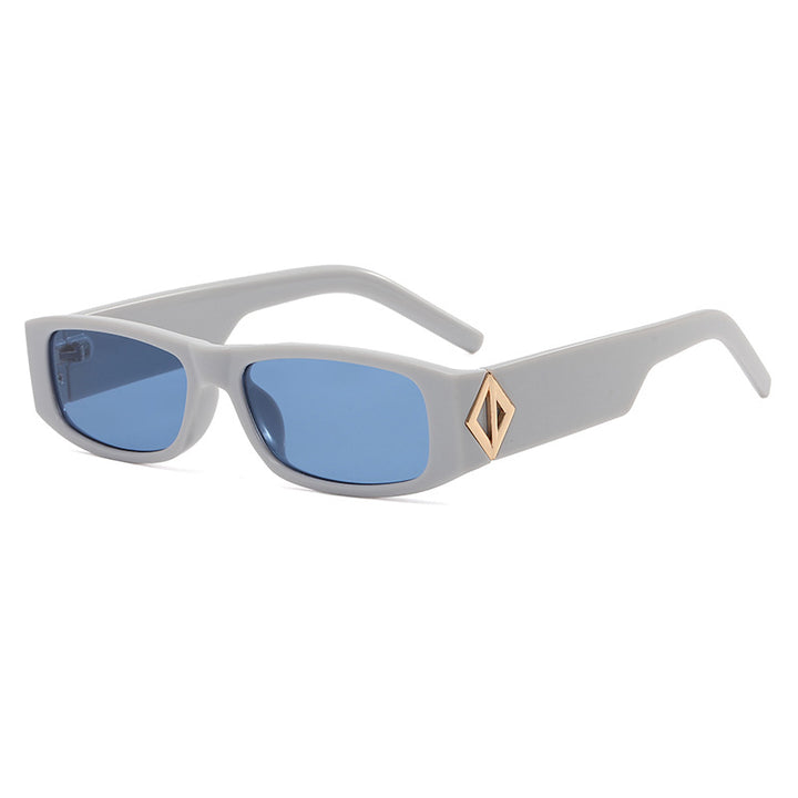 Damer moteriktig rektangulær solbrille med stilfull metallapplikasjon Luvikno