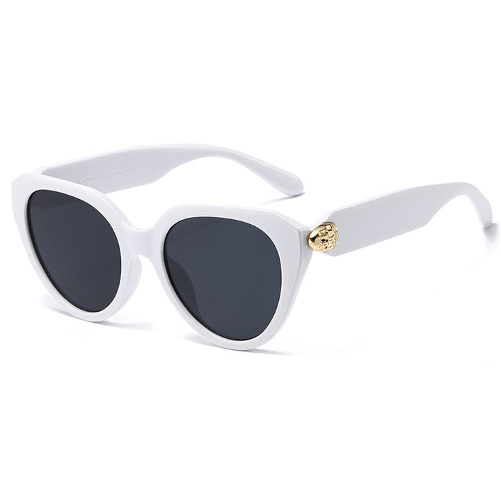 Dame Cat-Eye solbriller med gullige detaljer og beskyttende UV-filter Luvikno
