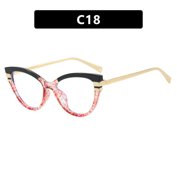 Dame Cat-Eye solbriller med elegant plastramme og gullaccentuer Luvikno