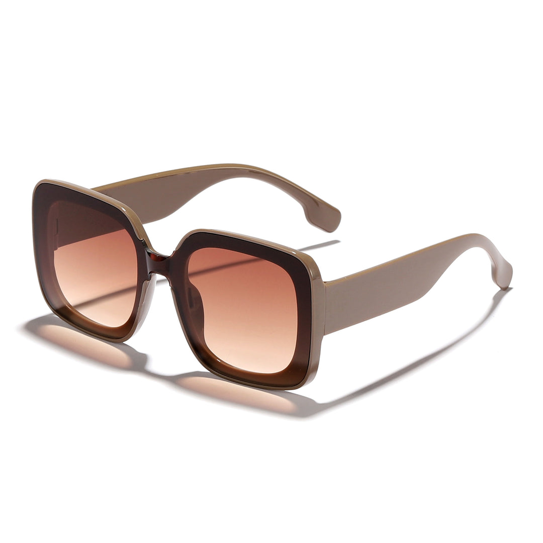 Dame firkantet solbrille med innovativt transparent rammedesign Luvikno