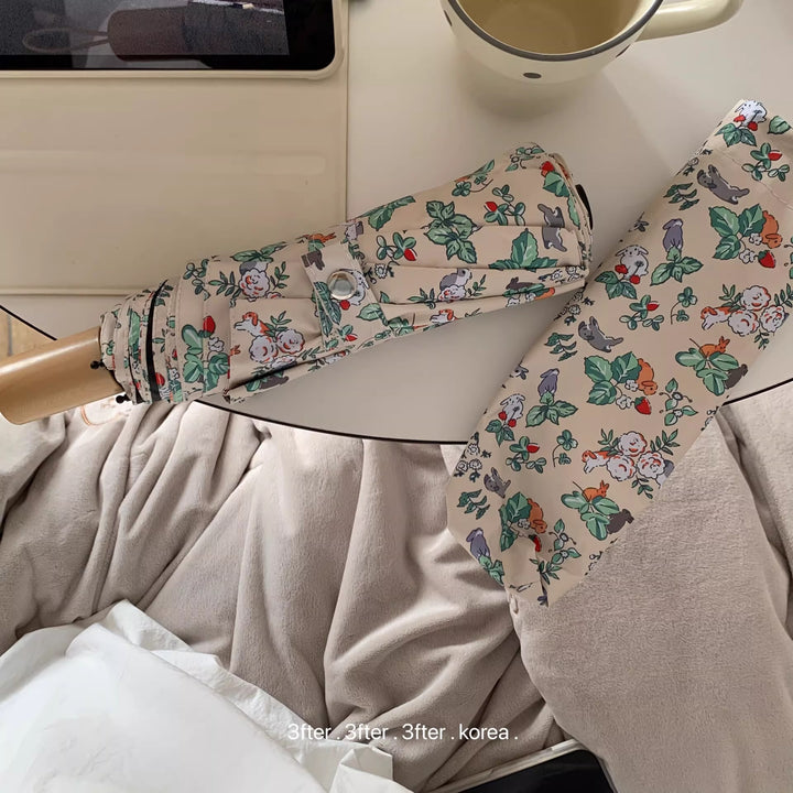 Damer Sammenleggbart Paraply med blomstret Vintage-design Luvikno