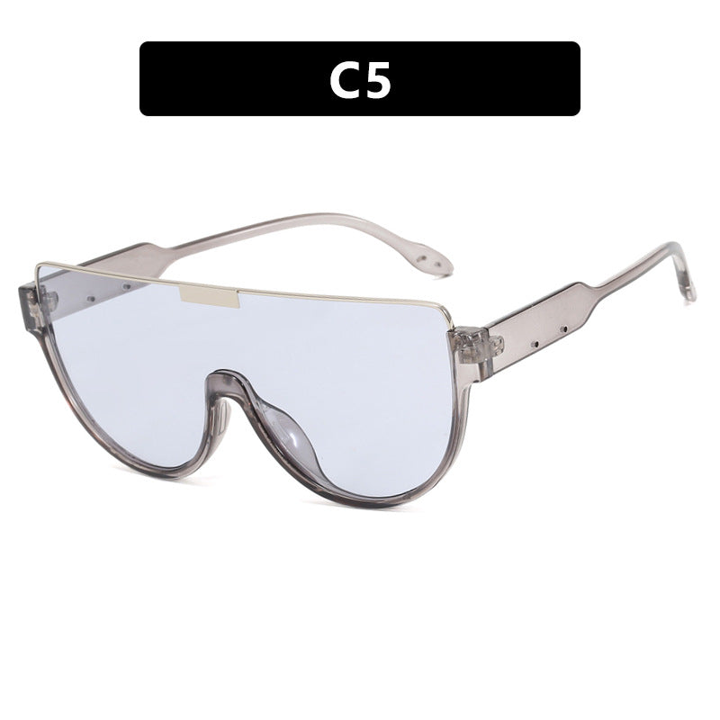 Dame futuristisk oversized solbrille med klar full-rim ramme Luvikno