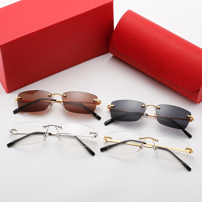 Dame moteriktig halvramme solbrille med stilriktig metallramme Luvikno