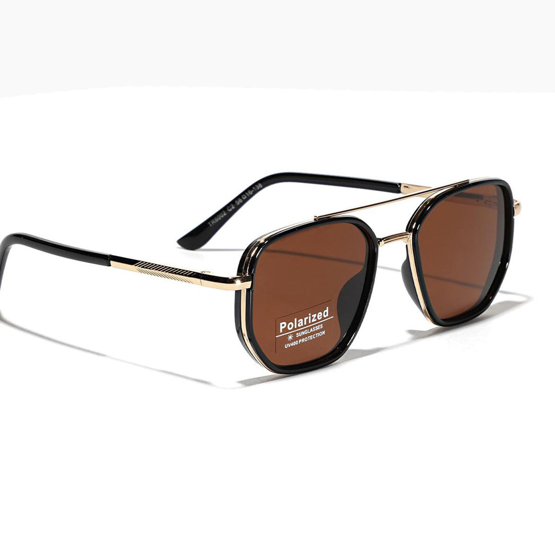 Dame kvadratisk solbrille med polarisert glass og elegant metallramme Luvikno