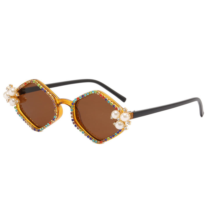 Damer ekstravagant solbrille med glamorøse perledetaljer Luvikno