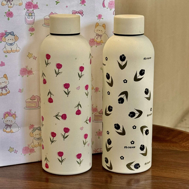 Damen Isoliertrinkflasche mit elegantem Blumendesign Luvikno