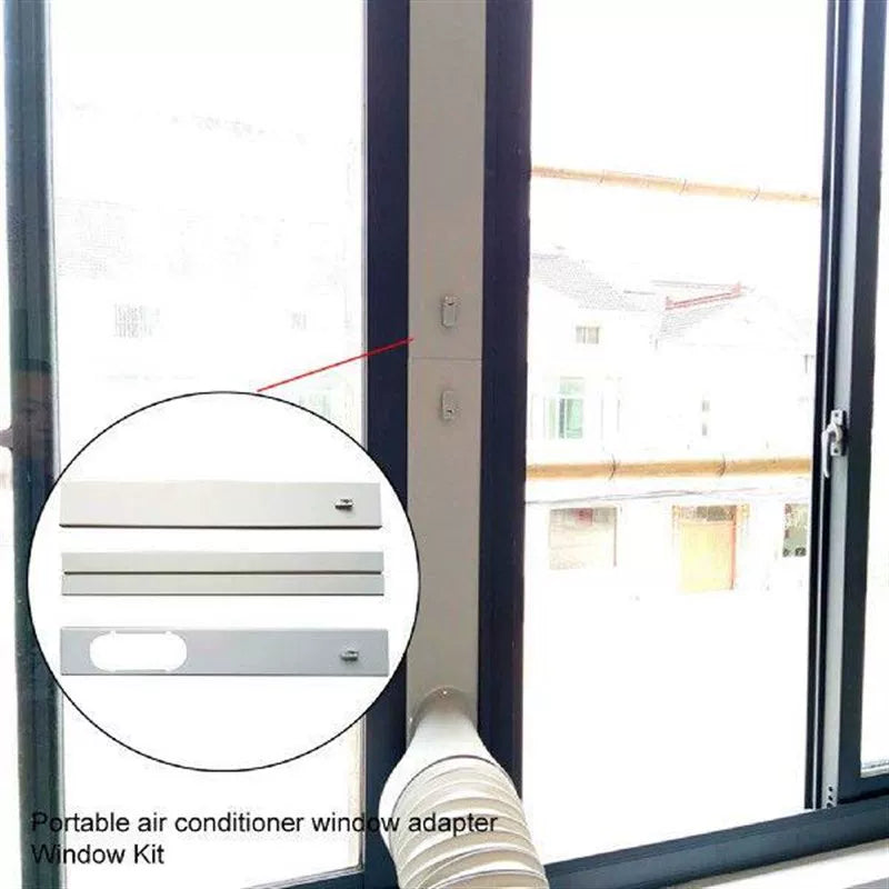 Unisex en størrelse bærbar klimaanlegg vindu ventiladapter sett med justerbar glideskive og oval avtrekkskopling Luvikno