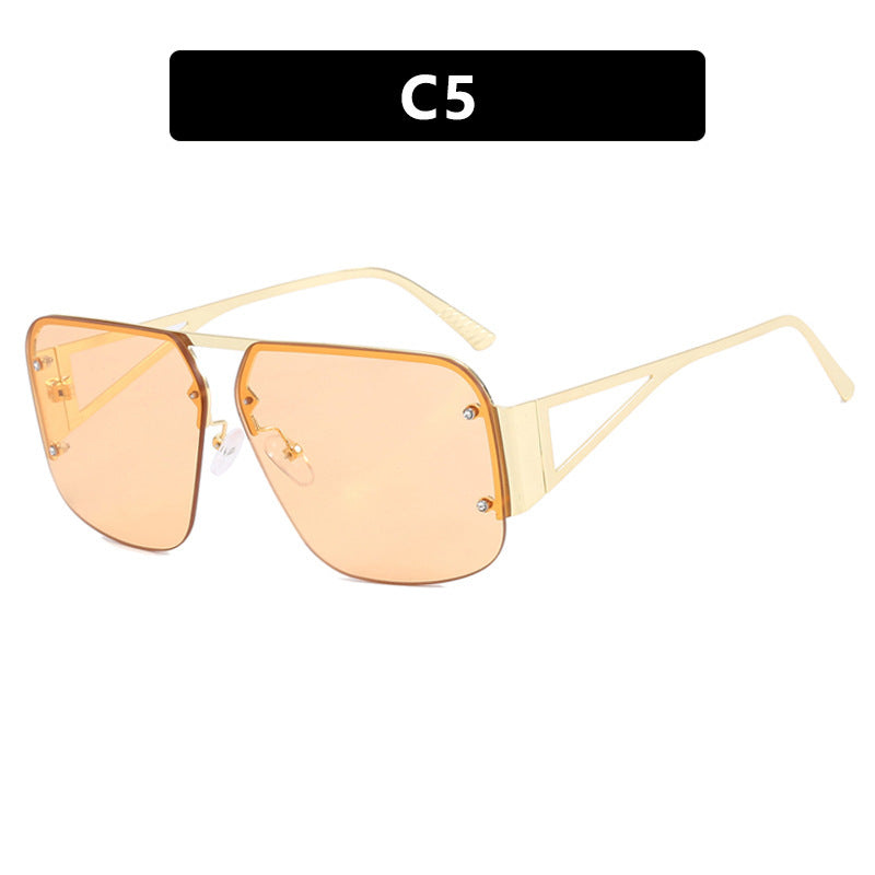 Dame futuristisk solbrille med firkantet ramme og speilende glass Luvikno