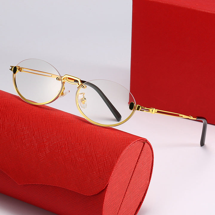 Dame moteriktig solbrille med filigran metallramme og stilleggende design Luvikno