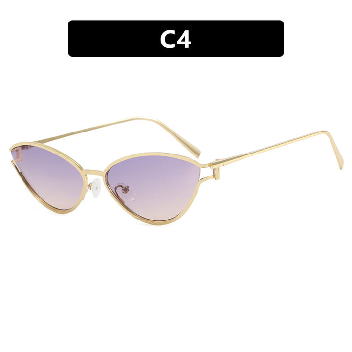 Dame Cat-Eye solbriller i elegant gullramme Luvikno