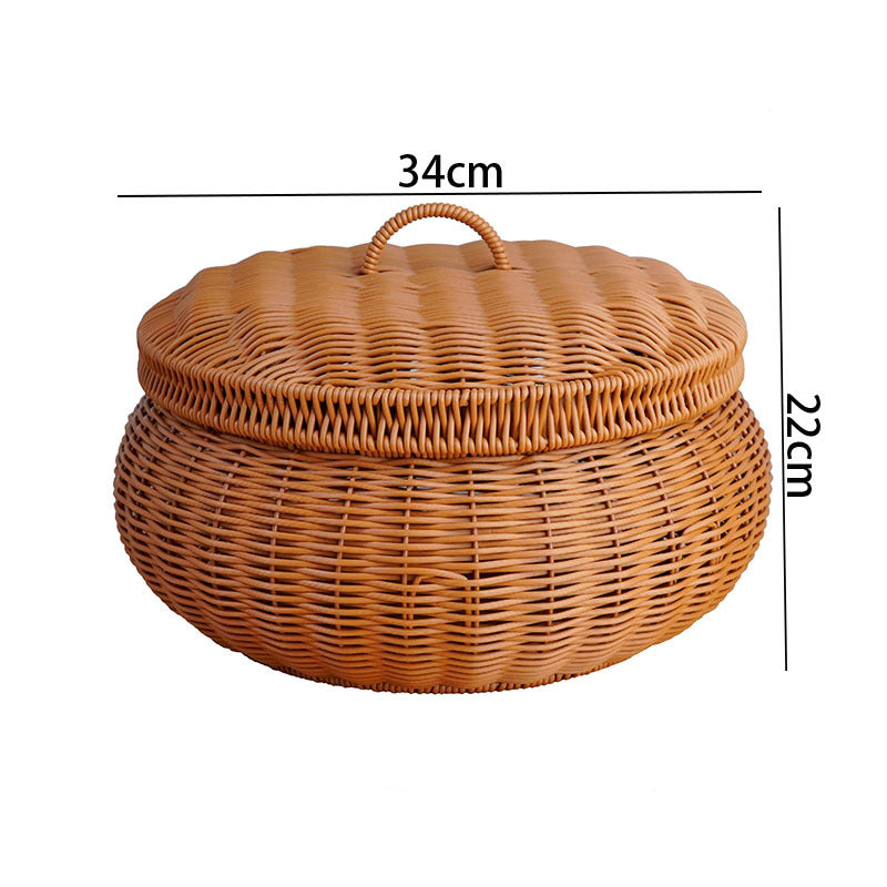Dame Rund oppbevaringskurv med lokk Luvikno