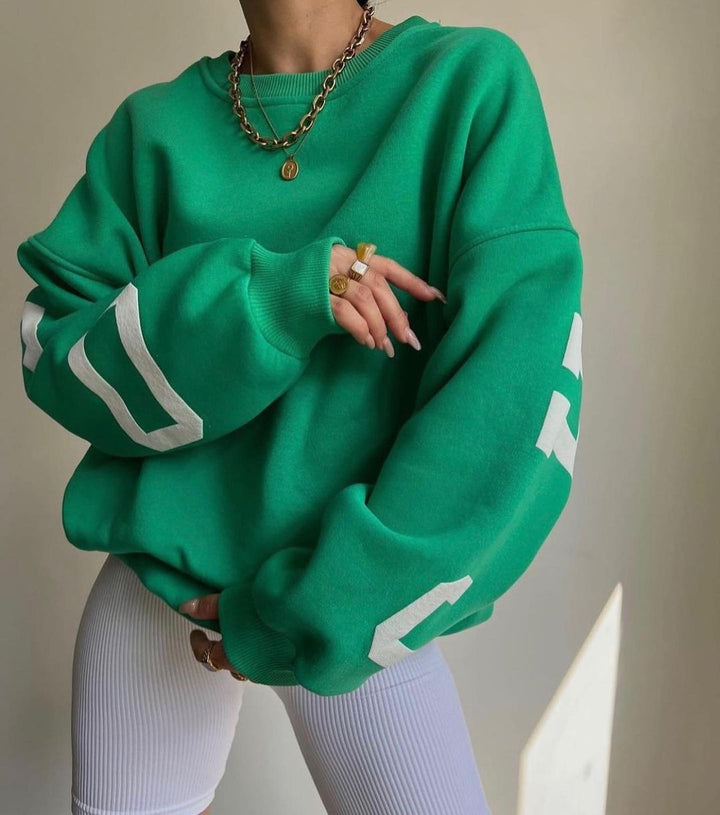 Dame avslappet oversized genser med kontrasterende ermer Luvik