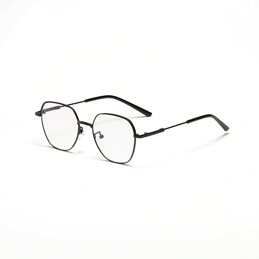 Dame moteriktig solbrille med smal metallramme og blå linser Luvikno