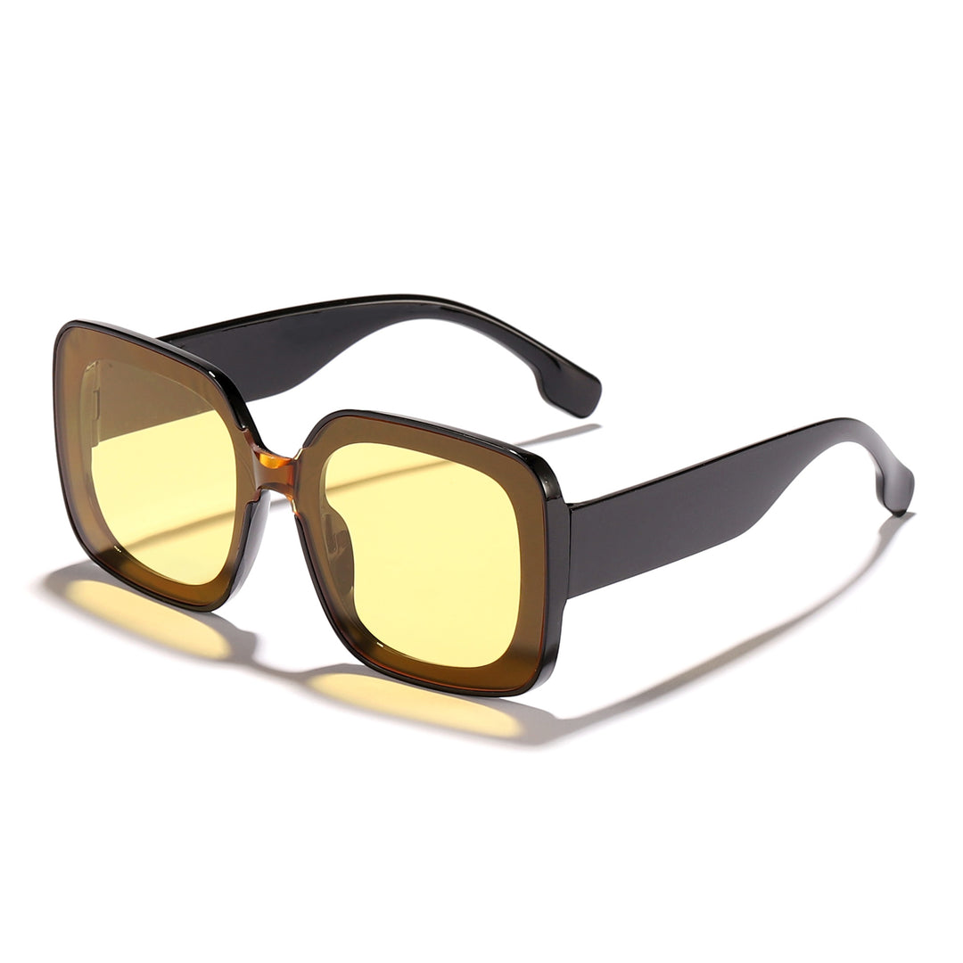 Dame firkantet solbrille med innovativt transparent rammedesign Luvikno