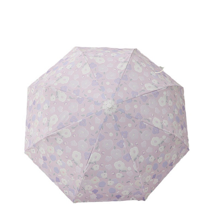 Dame sammenleggbar paraply med stilfullt blomstedesign Luvikno