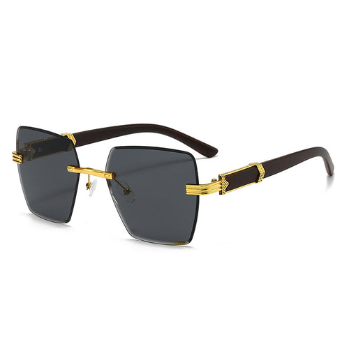 Dame ekstravagant firkantet solbrille med gullfargede detaljer Luvikno