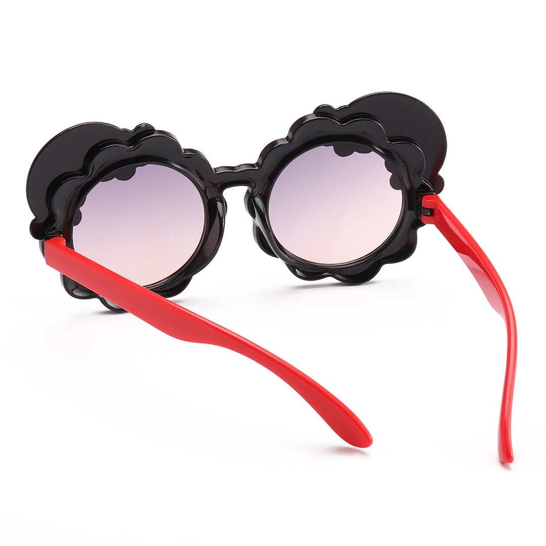 Dame designorientert solbrille med blomsterformet ramme Luvikno