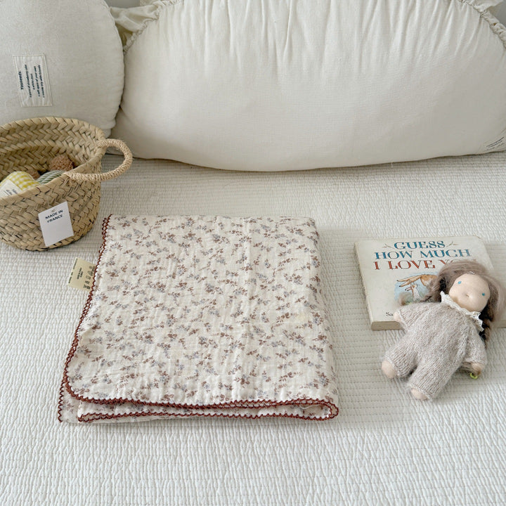 Unisex Cozy Muslin Teppet med Delikat Blomster Mønster Luvikno