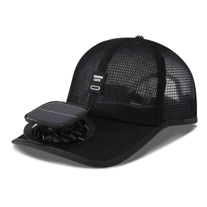 solardrevet mesh baseball cap med avtakbar frontvifte Luvikno