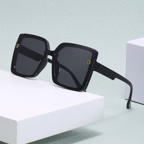 Dame fashionable square solbriller med strukturert bøyledesign Luvikno