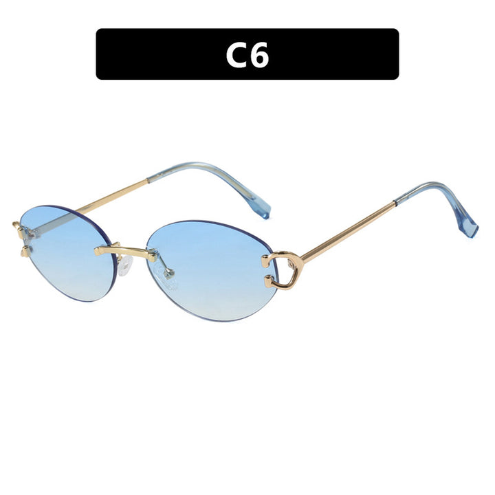 Dame elegant ovalformet solbrille med moderne metalramme Luvikno