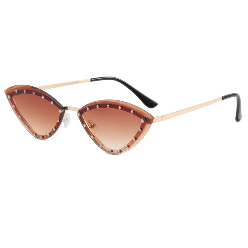 Dame Cat-Eye solbriller med glitter-detaljer Luvikno