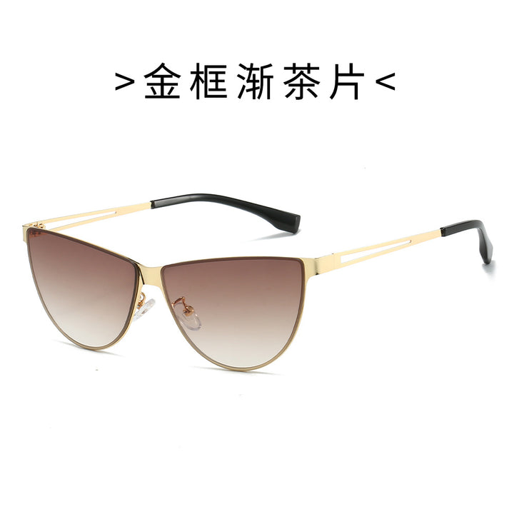 Damer Modische Cat-Eye solbriller med elegant metallramme Luvikno