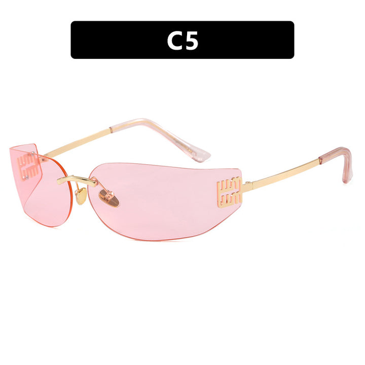 Dame futuristisk designer solbrille med uvanlig ramme og UV-beskyttelse Luvikno