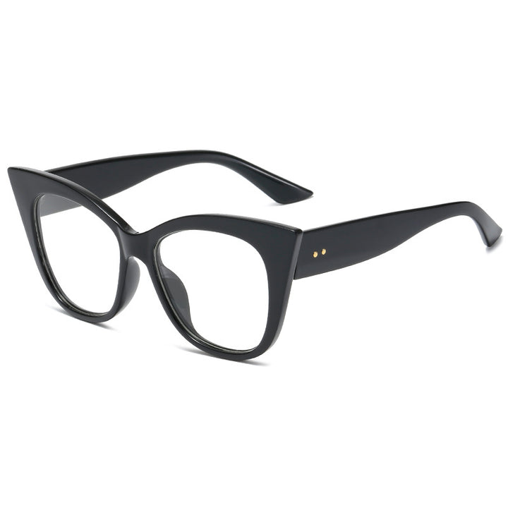 Dame ekstravagante Cat-Eye-solbriller med speilreflekterte linser Luvikno