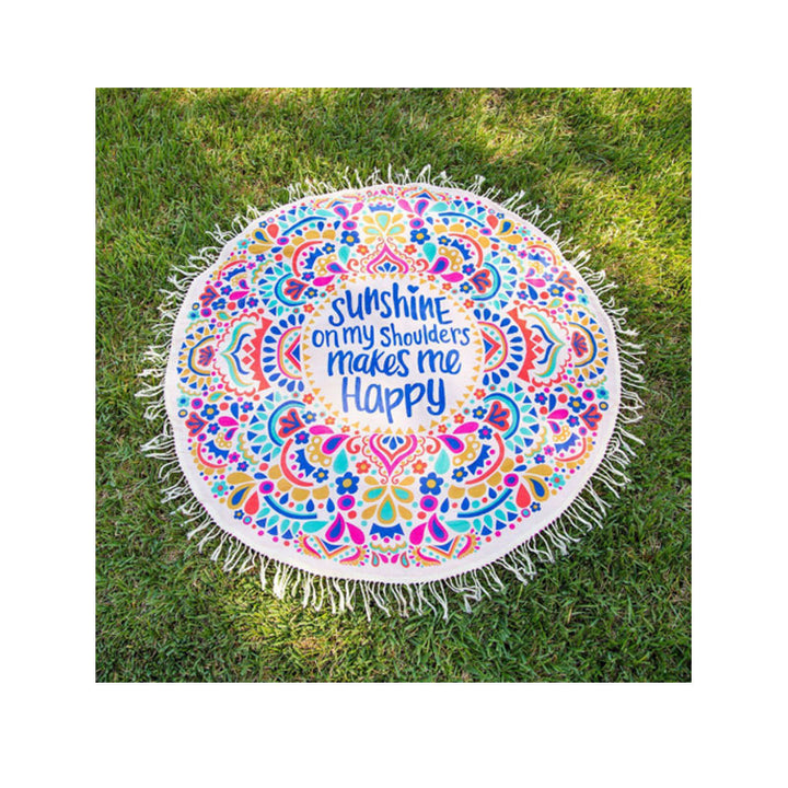 Unisex rund Stranddecke med fargerik mandala-motiv Luvikno