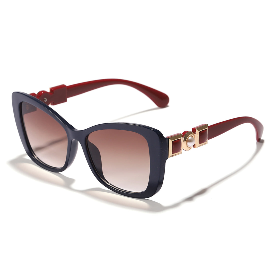Dame Cat-Eye solbriller med elegant metallisk dekorasjon Luvikno