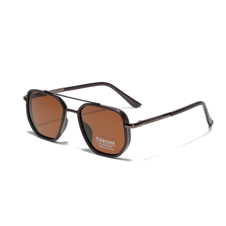 Dame kvadratisk solbrille med polarisert glass og elegant metallramme Luvikno