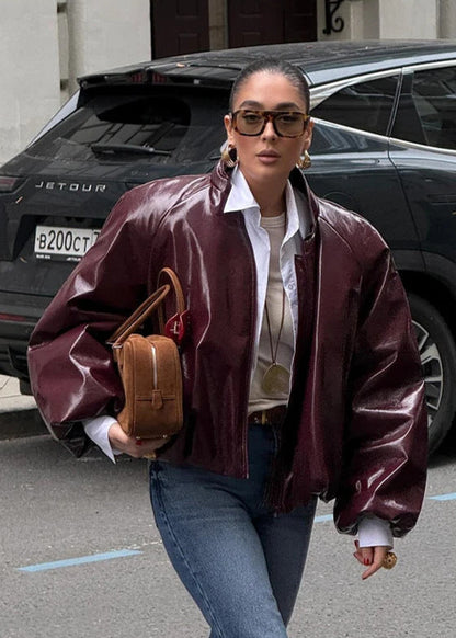 Luvik | Yli koko Kiiltävä keinonahkatakki