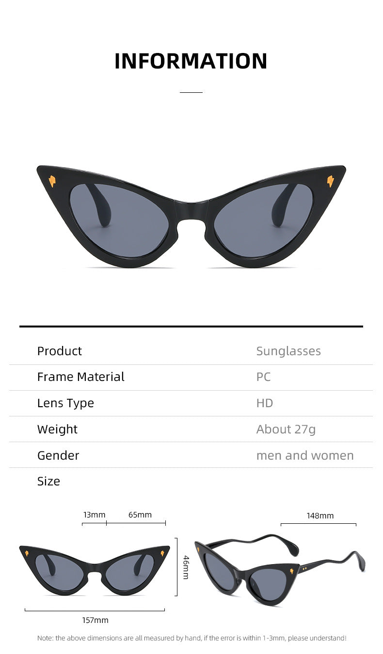 Dame Cat-Eye solbriller med speilte linser og elegant detalj Luvikno