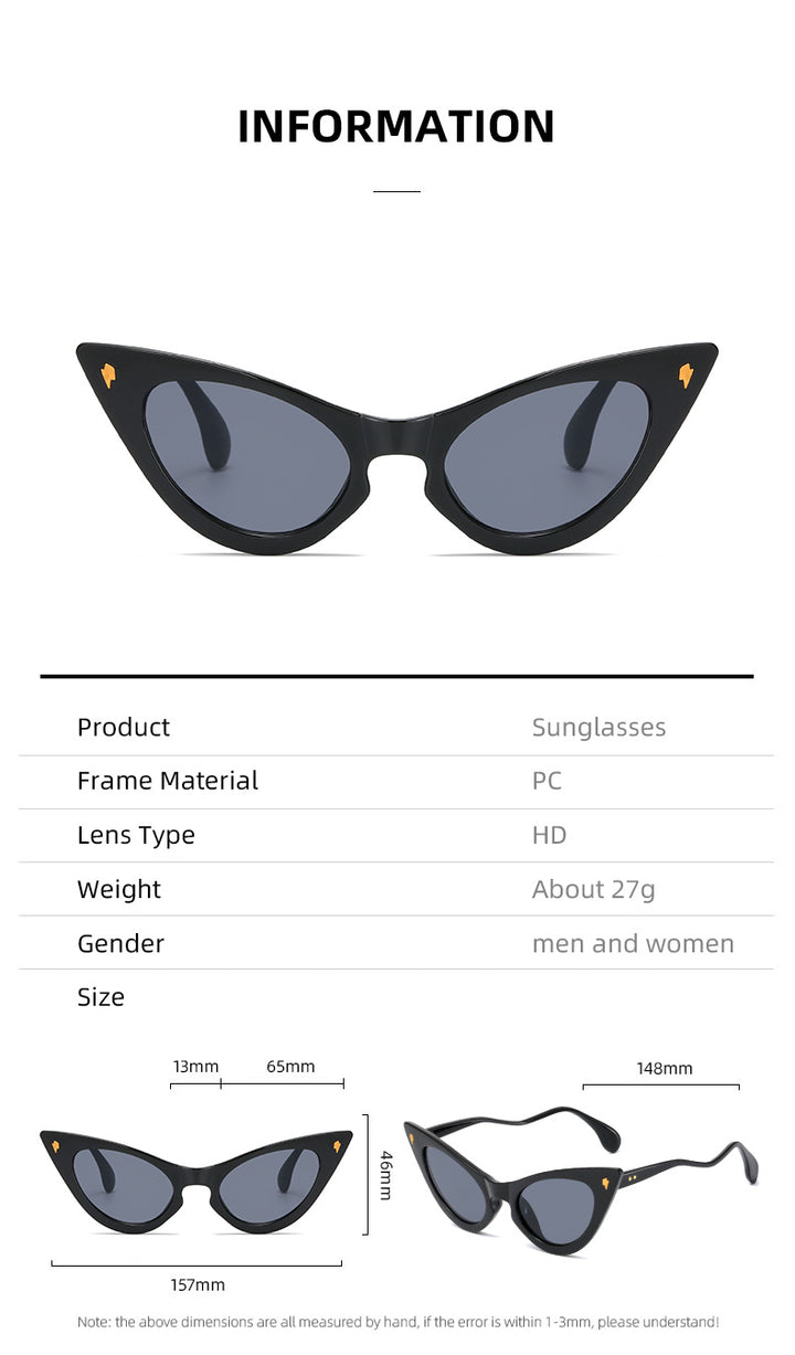 Dame Cat-Eye solbriller med speilte linser og elegant detalj Luvikno
