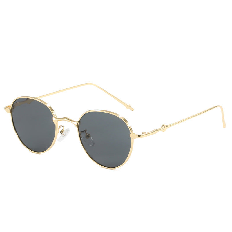 Dame elegante runde solbriller med moderne metallramme Luvikno